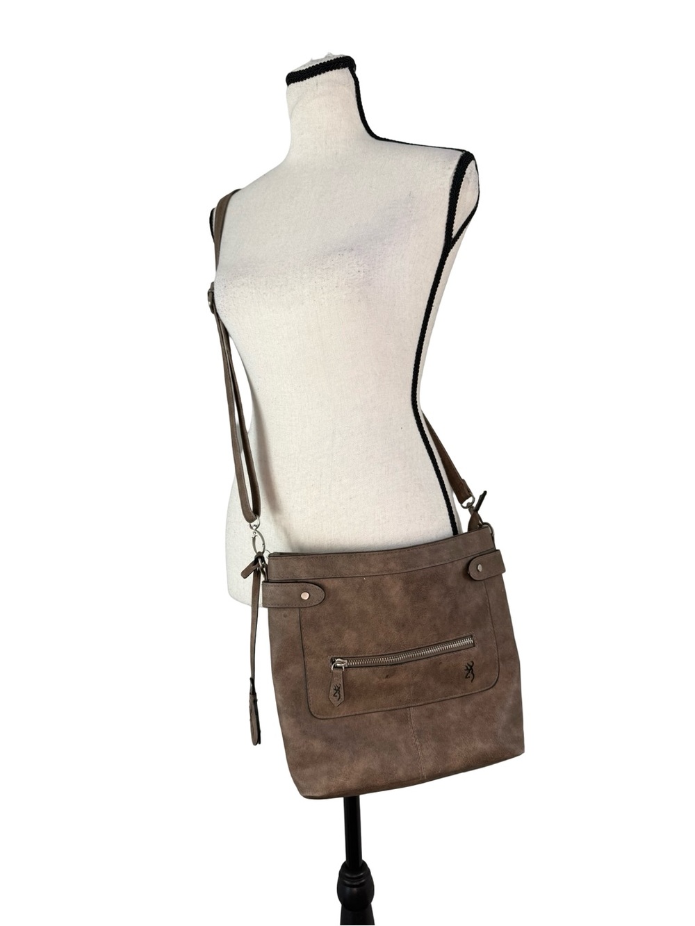 Browning Catrina Concealed Carry Crossbody Bag Weathered Brown Faux Leather
